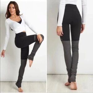 ALO YOGA GODDESS‎ Two Tone Black Grey Ribbed Leggings| Size XS